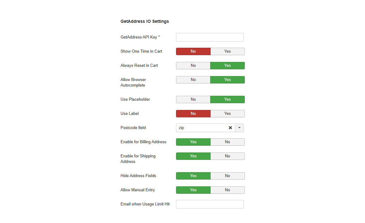 GetAddress IO plugin settings